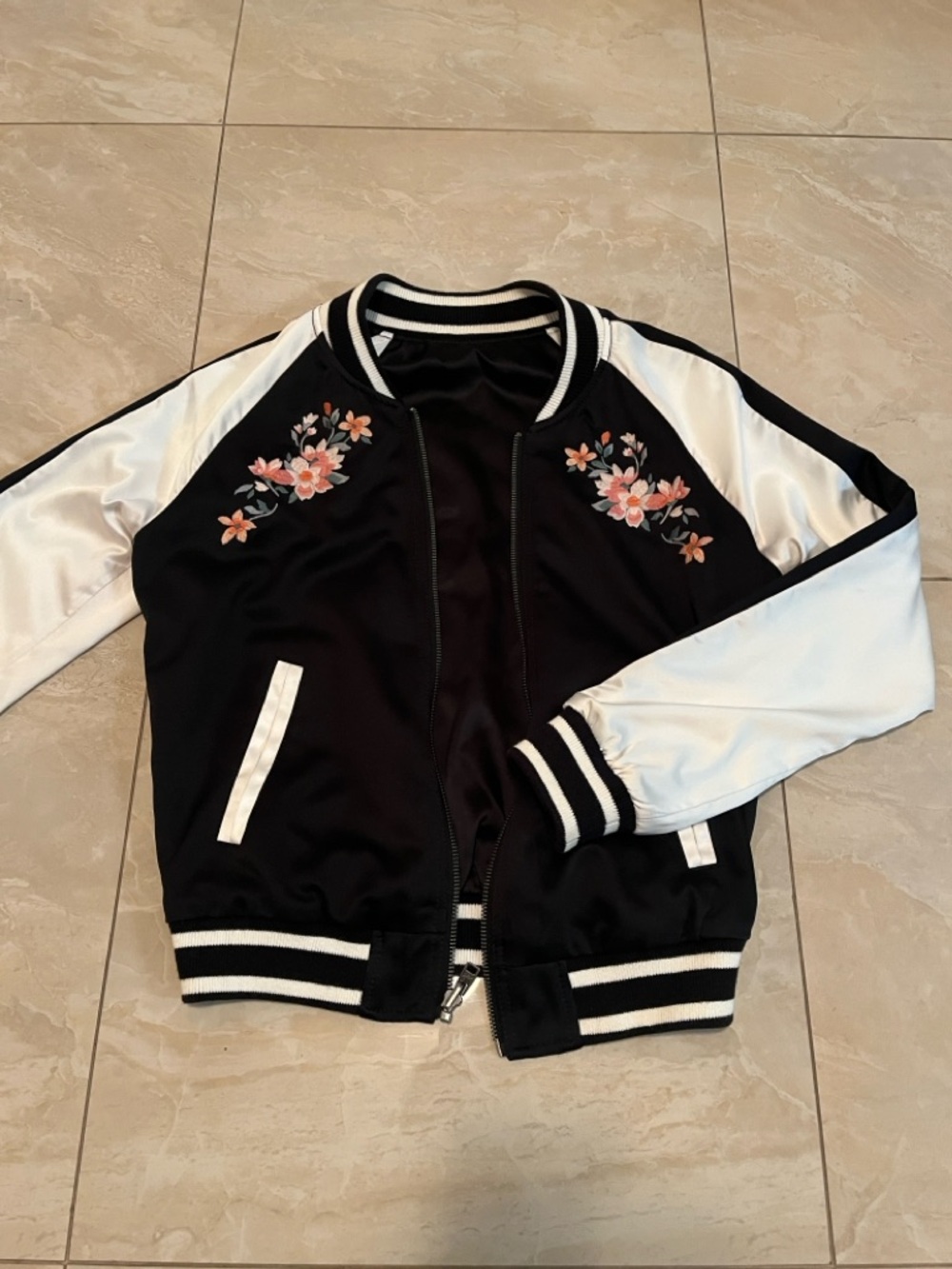Embroidered Floral Bomber Jacket